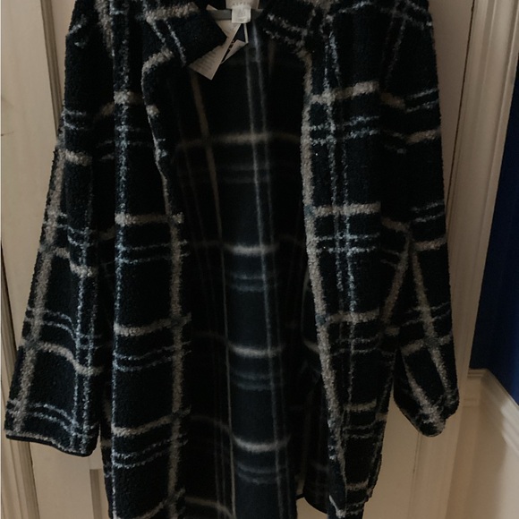 Women’s Sweater Coat- Size 2X- Black/beige-NWT-snap buttons - Picture 2 of 8